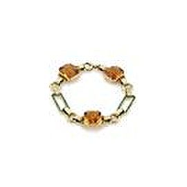 Vintage Citrine & Enamel 14k Yellow Gold Fancy Link Bracelet