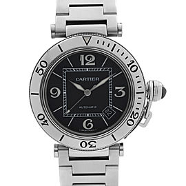 Cartier Pasha Seatimer 40.5mm Steel Date Black Dial Automatic Men Watch