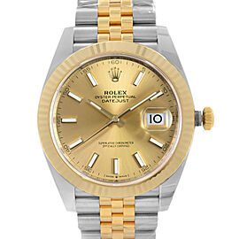 Rolex Datejust 18k Yellow Gold Steel Champagne Index Dial Automatic Watch