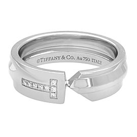 Tiffany & Co Diamond T Ring 18K White Gold Size 6