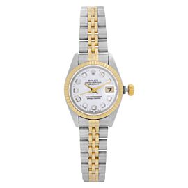 Rolex Datejust Steel 18k Yellow Gold White Diamond Dial Ladies Watch