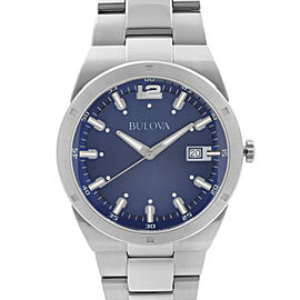 Bulova Classic 43mm Stainless Steel Blue Dial Quartz Mens Watch