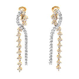 True Natural Diamond Drop Earrings Two Tone 18K Gold 2.26cttw