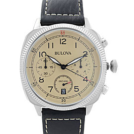 Bulova Military 43mm Steel Chronograph Beige Dial Quartz Mens Watch