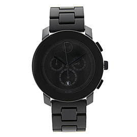 Movado Bold 43mm Steel Plastic Resin Black Dial Quartz Mens Watch 3600048