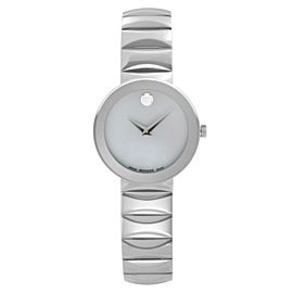 Movado Sapphire Museum 26mm Steel Grey MOP Dial Ladies Quartz Watch 0607048