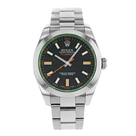 Rolex Milgauss Black Index Dial Orange Hand Automatic Steel Mens Watch