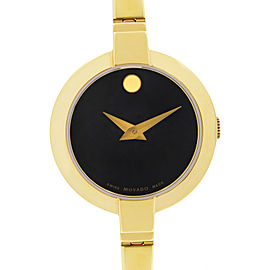 Movado Bela Museum 25mm Gold PVD Steel Black Dial Quartz Ladies Watch 0606999