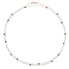 Rachel Koen Natural Red Ruby by the Yard Long Necklace 14K Rose Gold 2.02cttw