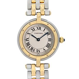 Cartier Panthere 24mm 2 Row 18K Gold Steel Beige Dial Quartz Ladies Watch