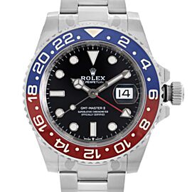 Rolex GMT-Master II Oyster Steel Ceramic Pepsi Black Dial Mens Watch