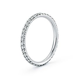 True French Pave Diamond Eternity Band 18K White Gold 0.45cttw Size 6.5