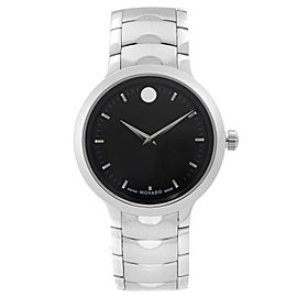 Movado Luno 40mm Stainless Steel Black Dial Quartz Mens Watch 0607041