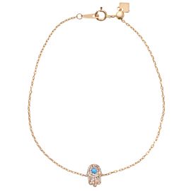 Rachel Koen Diamond Hamsa Bracelet 14k Rose Gold 0.15cttw