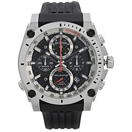 Bulova Precisionist Chronograph Steel Black Carbon Dial Mens Quartz Watch 98B172