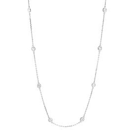 Rachel Koen Natural Diamond by the Yard Necklace 14K White Gold 1.49cttw