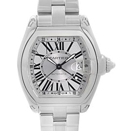 Cartier Roadster XL GMT 42mm Steel Silver Dial Automatic Mens Watch W62032X6