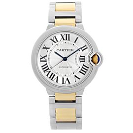 Cartier Ballon Bleu 36mm Steel 18K Yellow Gold Silver Dial Unisex Watch