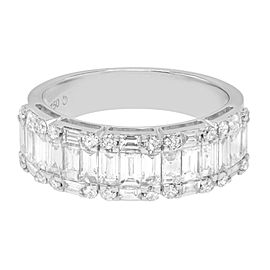 Rachel Koen Wide Diamond Wedding Band Ring 18K White Gold 1.90Cttw Size 7