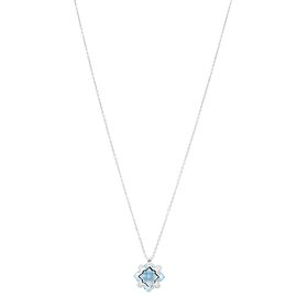 Bliss by Damiani Blue Topaz Diamond Pendant Necklace 18K White Gold 0.88cttw