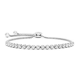 Rachel Koen Bezel Set Diamond Tennis Sliding Bracelet 14K White Gold 0.68Cttw