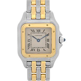 Cartier Panthere 22mm 18K Yellow Gold Steel Cream Dial Quartz Ladies Watch