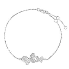 True Simple Diamond Butterfly Bracelet 18K white Gold 0.36cttw