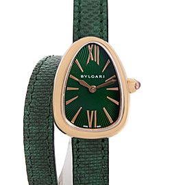 Bvlgari Serpenti 18k Rose Gold Double-Twirl Green Dial Ladies Watch