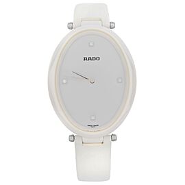 Rado Esenza Ceramic Leather White Diamond Dial Ladies Quartz Watch