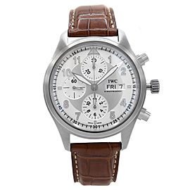 IWC Spitfire Pilot Chronograph 42mm Silver Dial Automatic Mens Watch