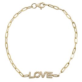 True Diamond Love Paper Clip Link Bracelet