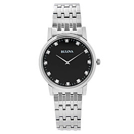 Bulova Classic 38mm Stainless Steel Diamond Black Dial Quartz Mens Watch