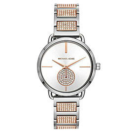 Michael Kors Portia Steel Rose Gold White Dial Quartz Ladies Watch