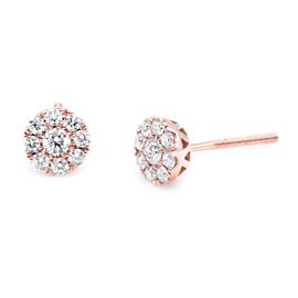 True Diamond Frame Stud Earrings in 14K Rose Gold 0.44cttw