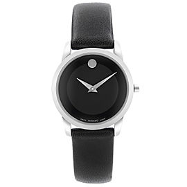 Movado Museum 28mm Steel Black Dial Leather Quartz Ladies Watch