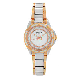 Bulova Classic 32mm Steel Two-Tone MOP Diamond Dial Quartz Ladies Watch