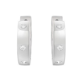 True Bezel Set Round Cut Diamond Huggie Earrings 14K White Gold 0.11Cttw