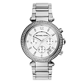 Michael Kors Parker 39mm Steel Silver Dial Crystals Quartz Ladies Watch