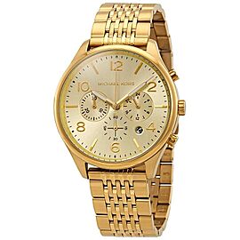 Michael Kors Merrick Chronograph Steel 42mm Gold Dial Quartz Mens Watch