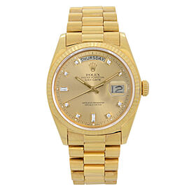 Rolex Day-Date 36mm 18K Gold Champagne Diamond Dial Automatic Mens Watch