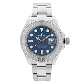 Rolex Yacht-Master 40mm Platinum Bezel Steel Blue Dial Mens Watch