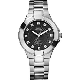 Guess Waterpro Steel Black Dial Quartz Mens Watch