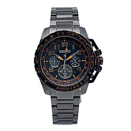 Seiko Prospex Solar Chronograph Steel Black Dial Quartz Mens Watch