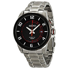 Seiko Kinetic 42mm Stainless Steel Black Dial Auto-Quartz Mens Watch