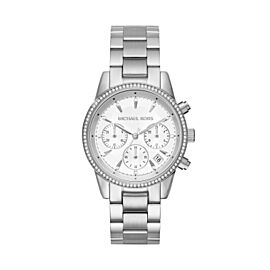 Michael Kors Ritz 37mm Steel Chronograph White Dial Quartz Ladies Watch