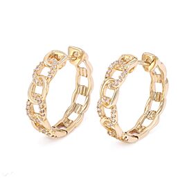 Rachel Koen Chain Link Diamond Huggie Earrings