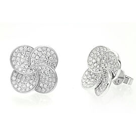 True Pave Set Round Cut Diamond Flower Stud Earring