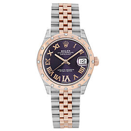 Rolex Datejust 31mm 18k Rose Gold Steel Diamonds Purple Dial Watch