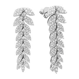 Rachel Koen 1.78Cttw Pave Set Round Cut Diamond Leaf Statement Drop Earrings