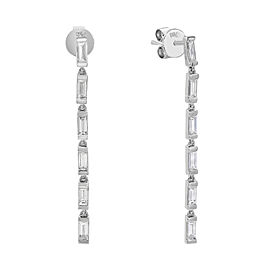 Rachel Koen 0.83Cttw Baguette Cut Diamond Single Line Drop Earrings